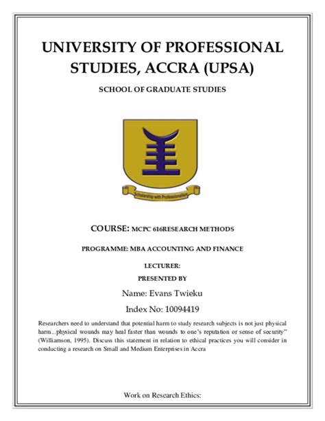 (DOC) UNIVERSITY OF PROFESSIONAL STUDIES, ACCRA (UPSA) SCHOOL OF ...