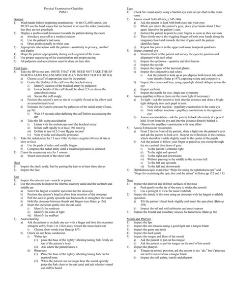 Physical Exam Checklist Template