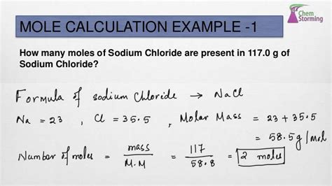 Moles Formula Sheet