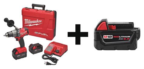 MILWAUKEE Cordless Drill/Driver Kit, 1/2 in Chuck Size - 41ND09|2703-22 ...