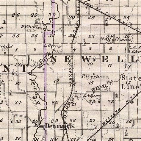 Vintage Map of Vermilion County, Illinois 1876 by Ted's Vintage Art