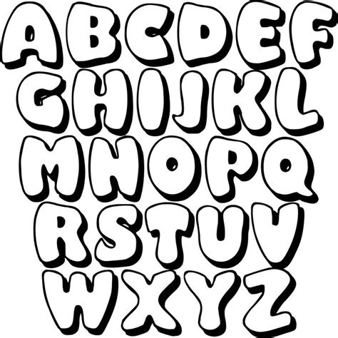 Black Printable Bubble Letters | Bubble letter fonts, Lettering ...