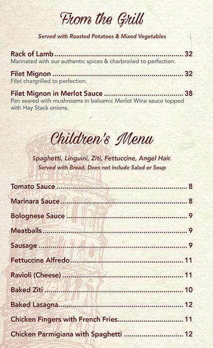 Menu at Vito's Italian Restaurant, Fruit Cove, 116 Bartram Oaks Walk #101