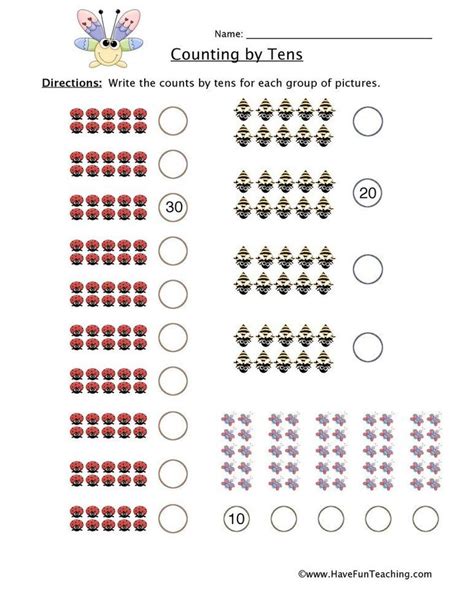 Counting by Tens Worksheet Kindergarten Counting Tens Worksheet ...