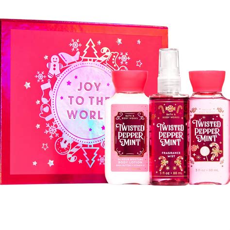 Bath & Body Works Giftset: Twisted Peppermint Mini Trio Easel Box ...