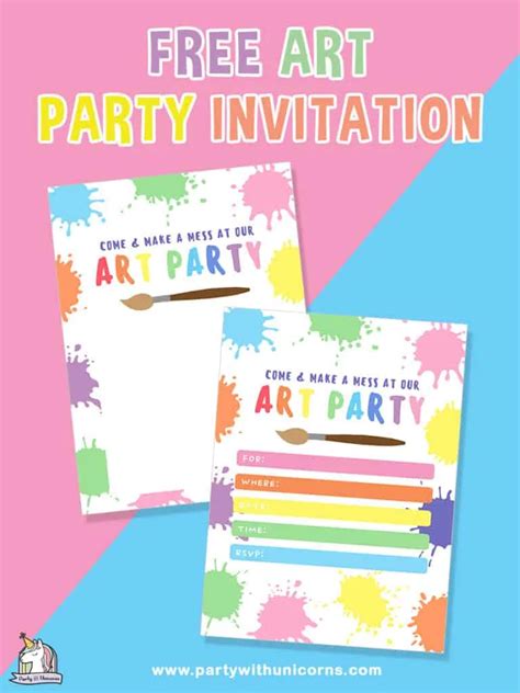 Art Party Paint Party Birthday Party Invitation DIGITAL PRINTABLE PDF ...