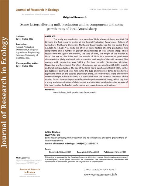 (PDF) Some factors affecting milk production and its components and ...