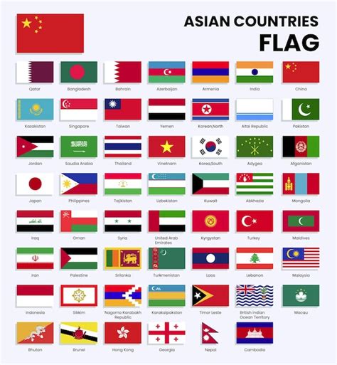 Colección de banderas de países de Asia | Vector Premium