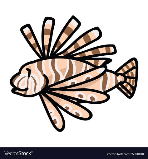 Cute poisonous lionfish cartoon Royalty Free Vector Image