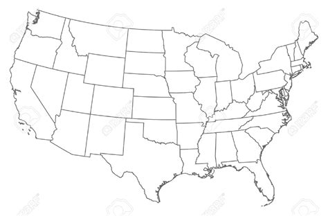 Usa States Outline Map - Blank Map States Outline State United Usa 50 ...