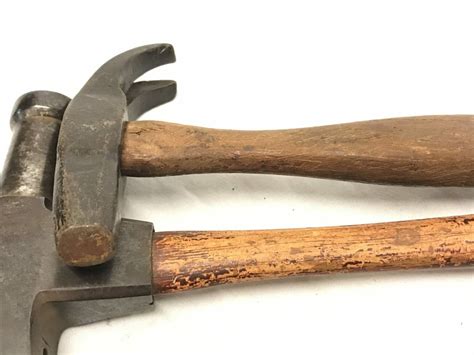 Pair of Antique Claw Hammers, Round & Square Heads, Good Handles ...