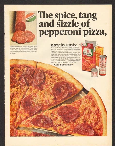 1965 Print Ad Chef Boyardee Pepperoni Pizza Kit Mix | Popular ...