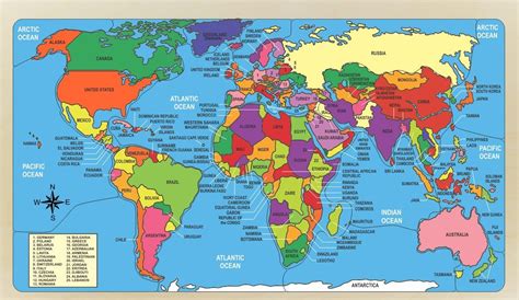 World Map Puzzle Naming the Countries and Their Geographical - Etsy ...