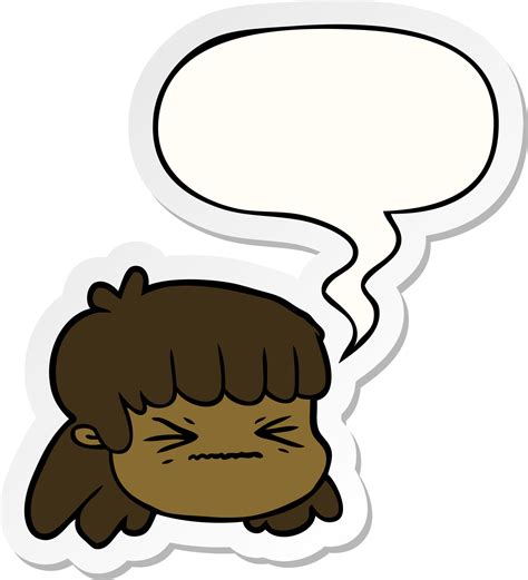 cartoon female face and speech bubble sticker 10506650 Vector Art at ...