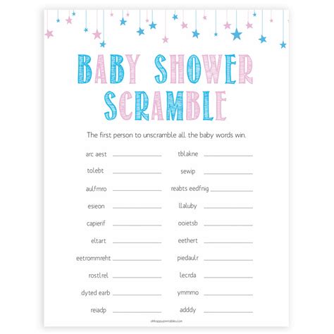 Printable Gender Reveal Games