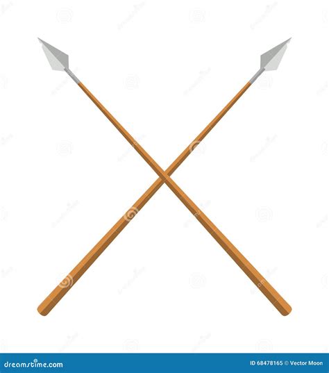 History Lance Tool Two Crossed Ancient Spears Flat Vector Illustration ...