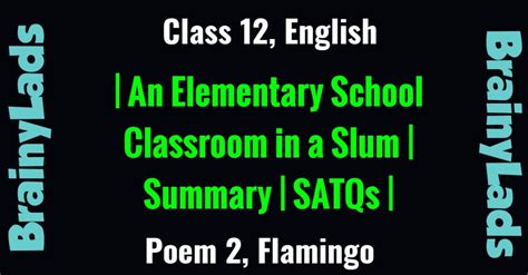 elementary classroom school in a slum poem brief summary