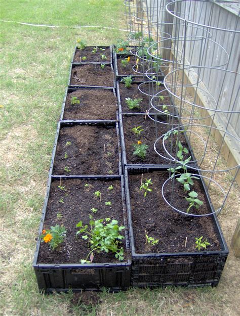 A Square Foot Vegetable Garden Made with Plastic Crates | Diy raised ...