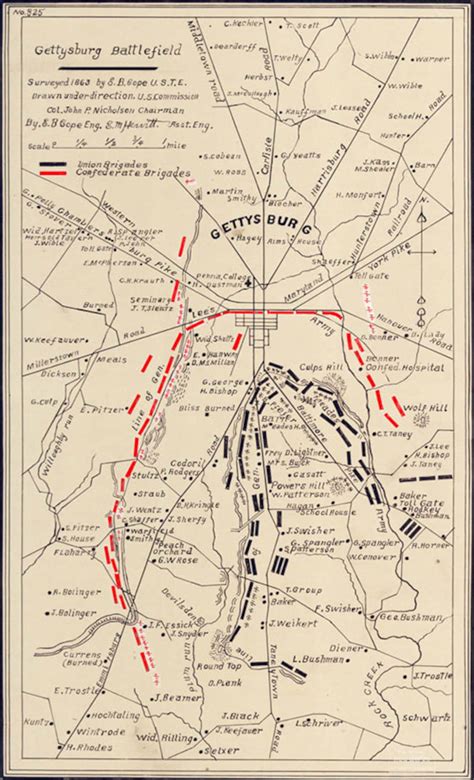 1863 Map of Gettysburg Civil War Battlefield Adams County - Etsy