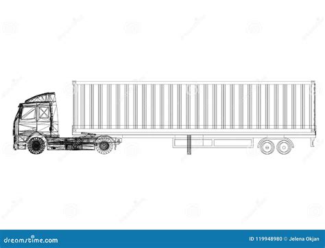 Truck Architect Blueprint - Isolated Stock Illustration - Illustration ...