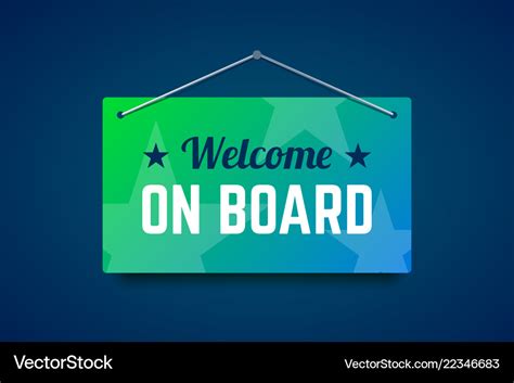 Welcome on board sign on the wall Royalty Free Vector Image