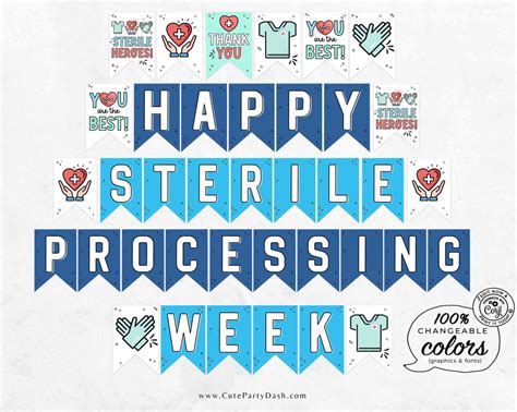 Happy Sterile Processing Week Banner Printable Decor – Cute Party Dash