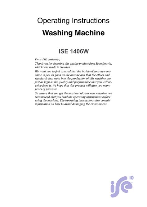 Operating Instructions Washing Machine | Manualzz