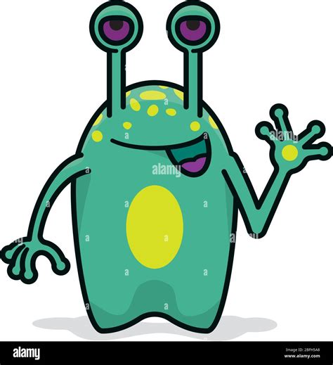 Friendly waving alien cartoon character isolated vector illustration ...