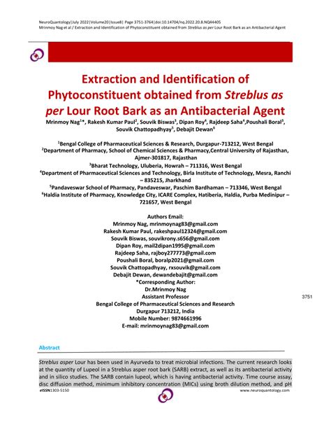 (PDF) Extraction and Identification of Phytoconstituent Obtained from ...