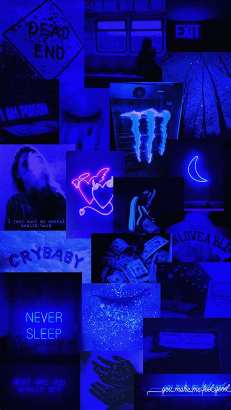 Dark Blue Wallpaper | Aesthetic Grunge Blue Neon Dark Blue