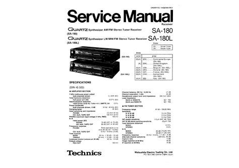 Service Manual for TECHNICS SA180 - Download