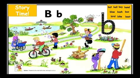 Jolly Phonics Letter Bb Story with Sound & Vocabulary - YouTube