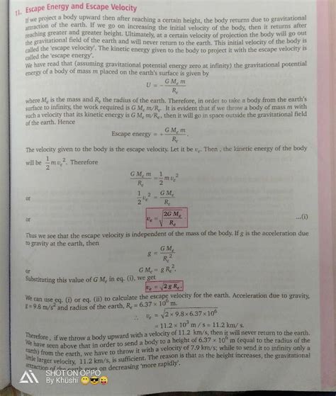 Derivation of escape velocity? Plz sir help me in this.? - EduRev Class ...