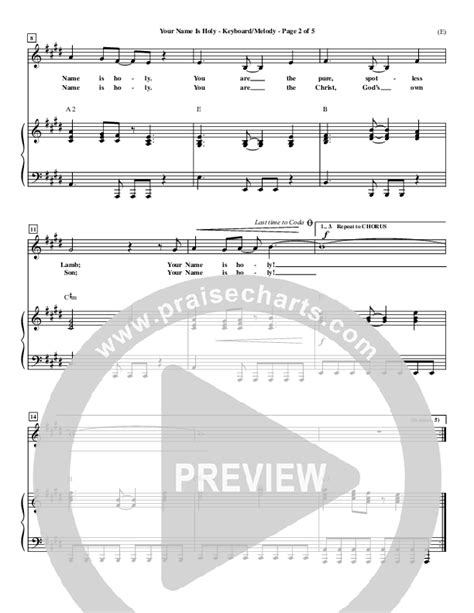 Your Name Is Holy Sheet Music PDF (Brian Doerksen) - PraiseCharts