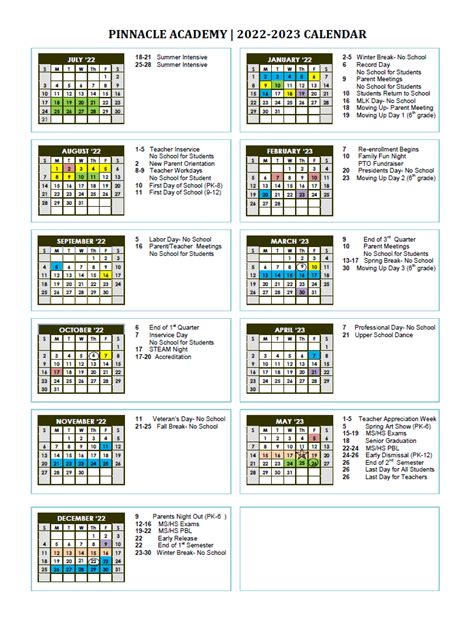 School Calendar — The Pinnacle Academy