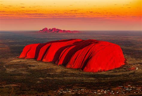 Australia - Aerial view of Uluru & Kata Tjuta at sunrise, Australia ...