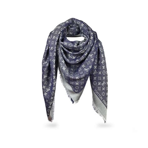 Louis Vuitton Classic Monogram Scarf Blue Silk ref.59393 - Joli Closet