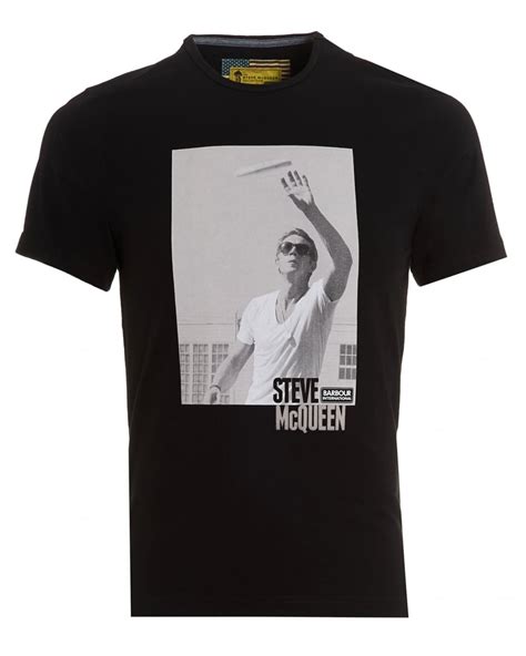 Barbour International Mens Catch T-Shirt, Steve McQueen Frisbee Black Tee