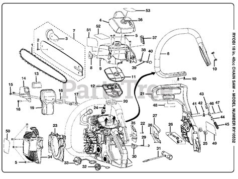 Ryobi RY 10532 - Ryobi 18" Chainsaw, 40cc General Assembly (Part 1 ...