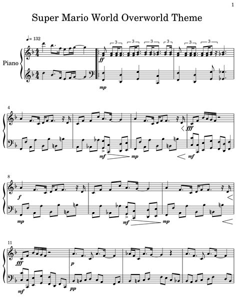 Super Mario World Overworld Theme - Sheet music for Piano