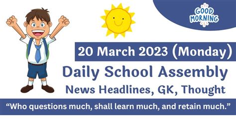 Daily School Assembly Today News Headlines for 20 March 2023