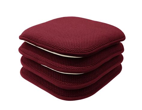 4 Pack: Premium Memory Foam Non Slip Chair Cushions, Burgundy - Walmart.com