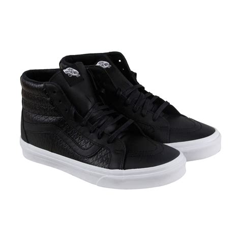 Vans - Vans Sk8 Hi Reissue Mens Black Leather High Top Lace Up Sneakers ...