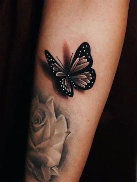 Black And White 3d Butterfly Tattoo | Butterfly tattoos for women ...