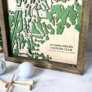 Custom Golf Course Map Engraved Golf Map Custom Golf Picture Wooden ...