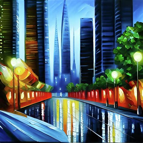 A cityscape in cyberpunk style with a lot of skyscrapers Digital Art by ...