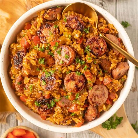 Cajun Dirty Rice with Smoked Sausage - Pink Owl Kitchen