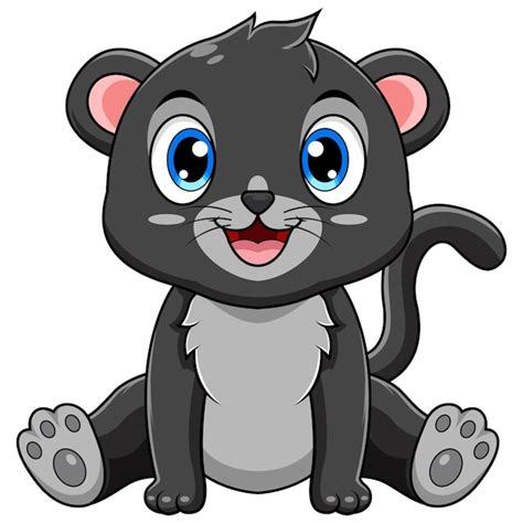 Premium Vector | Cute baby black panther cartoon sitting