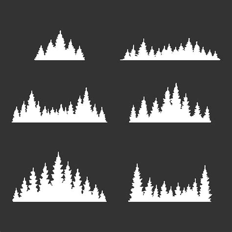 Premium Vector | Set of pine trees forest silhouette isolated on white ...