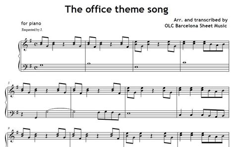 The office theme song - piano sheet music